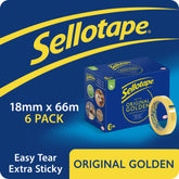Sellotape Original Easy Tear Extra Sticky Golden Tape 18mm x 66m (Pack 16) - 2974496